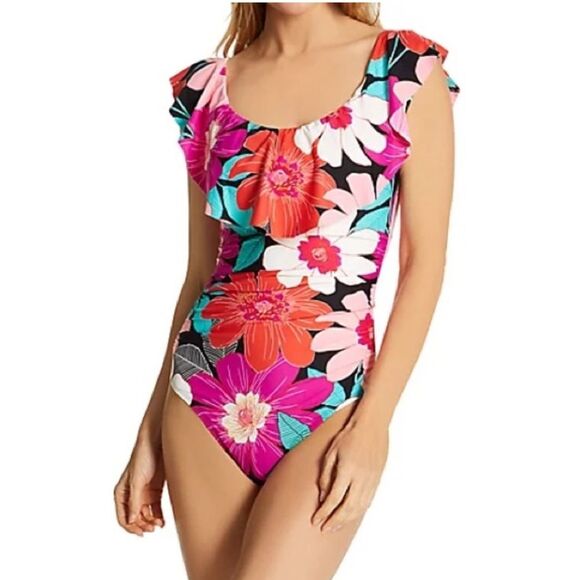 NWT La Blanca | In Full Bloom Off The Shoulder Ruffle One Piece Swimsuit 10 - Picture 2 of 10